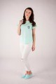 T-shirt miętowy z haftem krakowskim