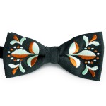 Mucha folk zielona, haft krakowski pomarańczowo-miętowy