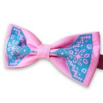 Mucha folk różowa, haft Beskid Śląski turkusowy 