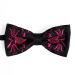 Mucha folk czarna, haft kaszubski malinowy