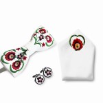 Zestaw z muchą folk: kolor biały, haft góralski czerwony