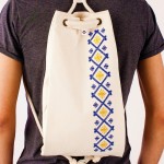 Worek na plecy haft podlaski (włodawski) niebiesko-żółty 