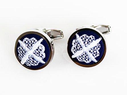 Spinki folk granatowe haft kaszubski