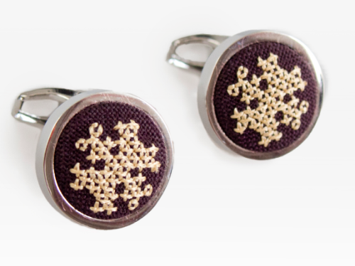 Spinki folk, haft łódzki