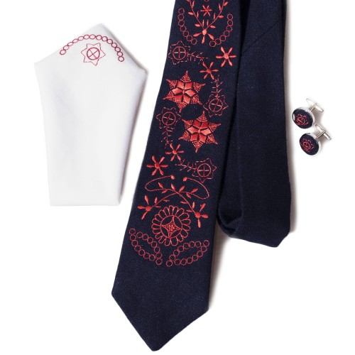 Zestaw folk z haftem wielkopolskim