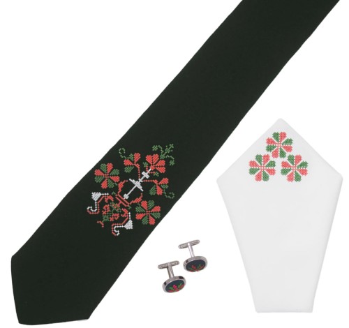 zestaw krawat zielony haft podlaski 10.jpg
