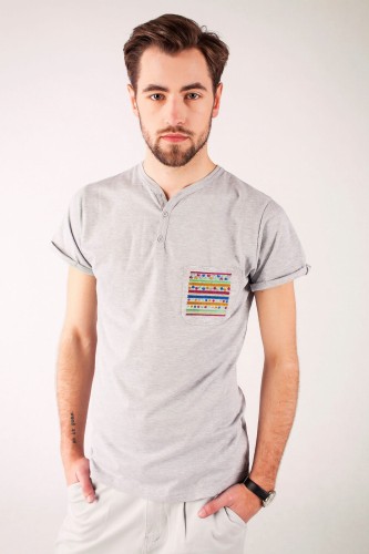 T-shirt szary z haftem lubelskim