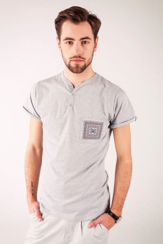 T-shirt szary z haftem kieleckim