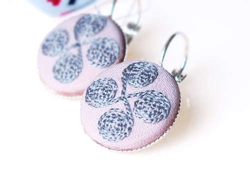 Kolczyki folk, haft biłgorajski