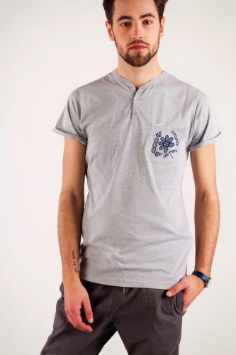 T-shirt szary z haftem górnośląskim