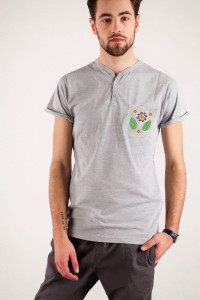 T-shirt szary haft mazowiecki