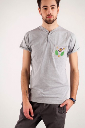 T-shirt szary z haftem mazowieckim