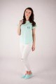 T-shirt miętowy z haftem spiskim