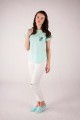 T-shirt miętowy z haftem wilanowskim