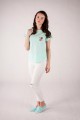 T-shirt miętowy z haftem wilanowskim