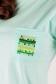 T-shirt miętowy z haftem lubelskim