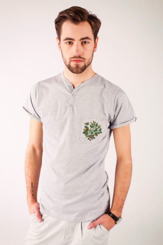 T-shirt szary z haftem hrubieszowskim