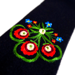 Krawat folk granatowy, haft góralski 