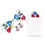 Zestaw z muchą folk: kolor biały, haft krakowski kolorowy