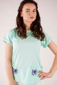 T-shirt miętowy z haftem górnośląskim