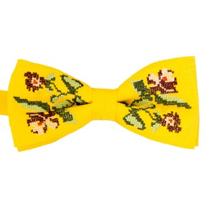 Mucha folk żółta, haft łowicki 