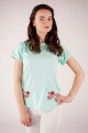 T-shirt miętowy z haftem wilanowskim