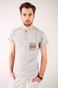 T-shirt szary haft lubelski