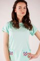 T-shirt miętowy z haftem warmińskim