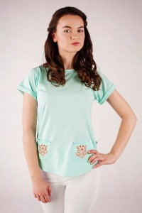 T-shirt miętowy haft bamberski - double