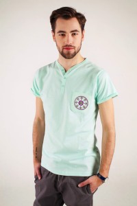T-shirt miętowy haft kurpiowski