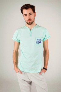 T-shirt miętowy haft warmiński
