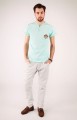 T-shirt miętowy z haftem góralskim