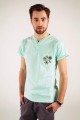 T-shirt miętowy z haftem wilanowskim