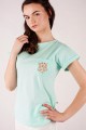 T-shirt miętowy z haftem bamberskim