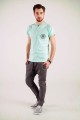 T-shirt miętowy z haftem kurpiowskim