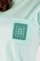 T-shirt miętowy z haftem kieleckim
