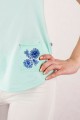 T-shirt miętowy z haftem wilanowskim