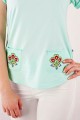 T-shirt miętowy z haftem góralskim