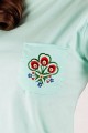 T-shirt miętowy z haftem góralskim