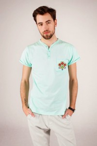 T-shirt miętowy haft góralski (Podhale)