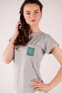 T-shirt szary haft kielecki - single