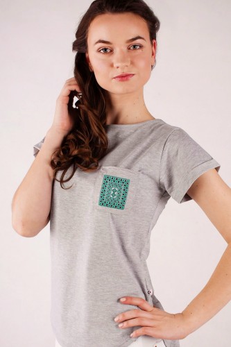 T-shirt szary z haftem kieleckim