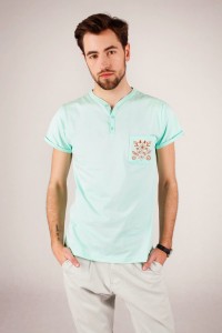 T-shirt miętowy haft bamberski