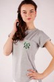 T-shirt szary z haftem spiskim