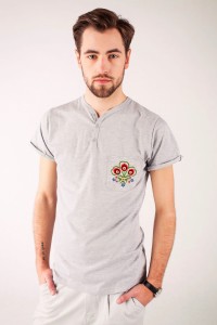 T-shirt szary haft góralski (Podhale)