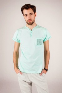 T-shirt miętowy haft kielecki