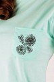 T-shirt miętowy z haftem wilanowskim