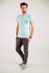 T-shirt miętowy haft opoczyński 