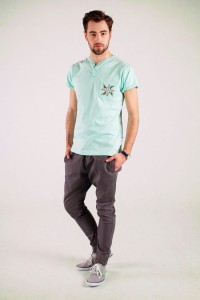 T-shirt miętowy haft opoczyński 