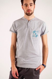 T-shirt szary haft kaszubski